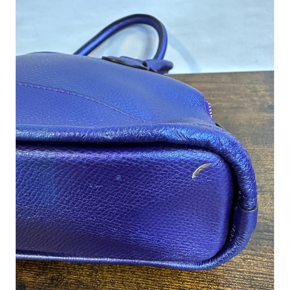 Coach Mini Cora Domed Satchel Crossgrain Leather Metallic Purple Iris Rare HTF - Picture 11 of 16